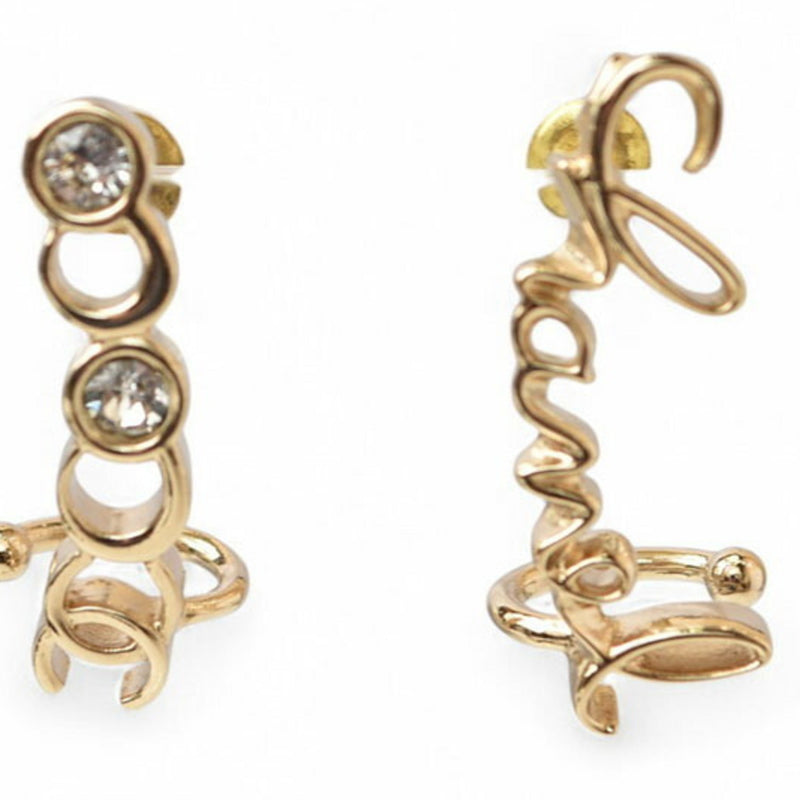 Earrings Rhinestone Gold-Tone Metal