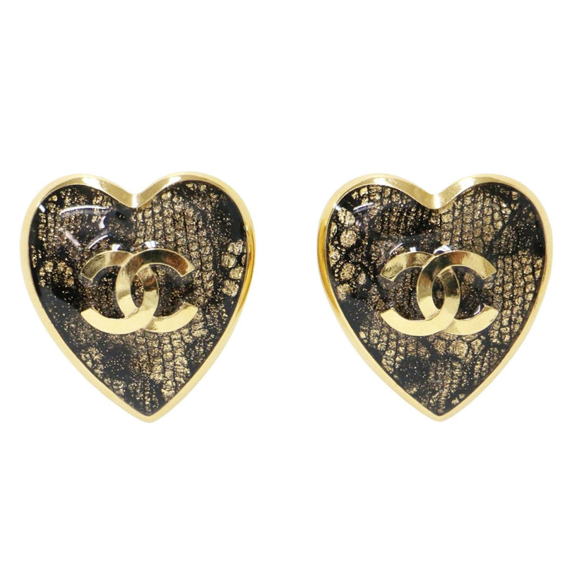 Cc Logo Heart Earrings Metal Gold-Tone