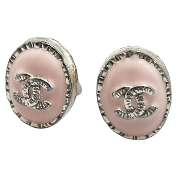 Cc Logo Oval Earrings Silver-Tone Metal