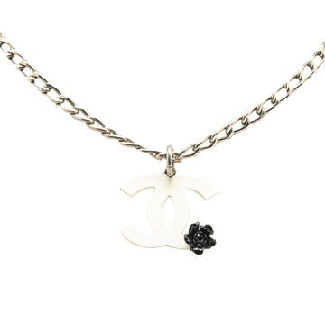 Chanel Cc Logo Pendant Necklace Silver-