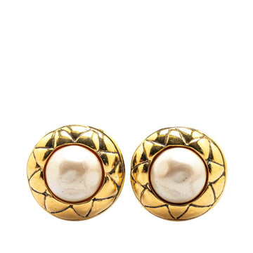Clip-On Earrings Pearl Gold-Tone