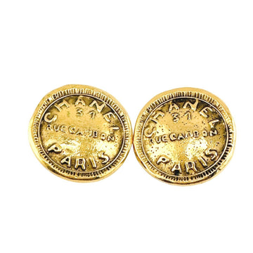 Vintage Earrings Logo Gold-Tone Metal