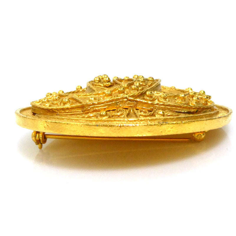 Cc Logo Brooch Gold-Tone Metal