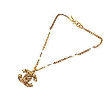 Cc Logo Chain Pendant Necklace Gold-Tone