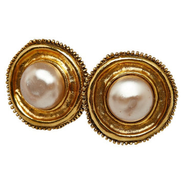 Clip-On Earrings Pearl Gold-Tone