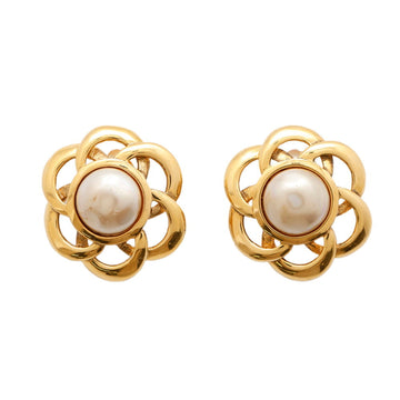 Clip-On Earrings Pearl Gold-Tone