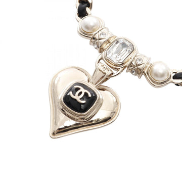 Cc Logo Heart Pendant Necklace Metal