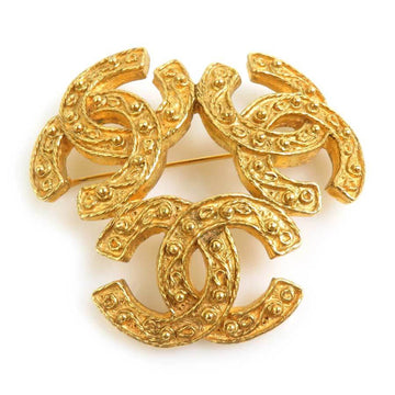 Chanel Cc Logo Brooch Gold-Tone Metal