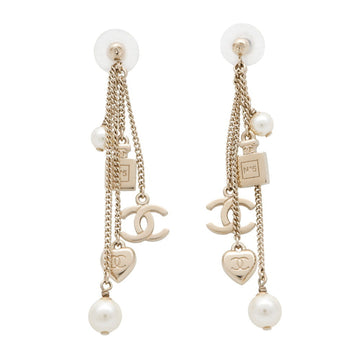 Cc Logo Heart Earrings Gold-Tone Metal