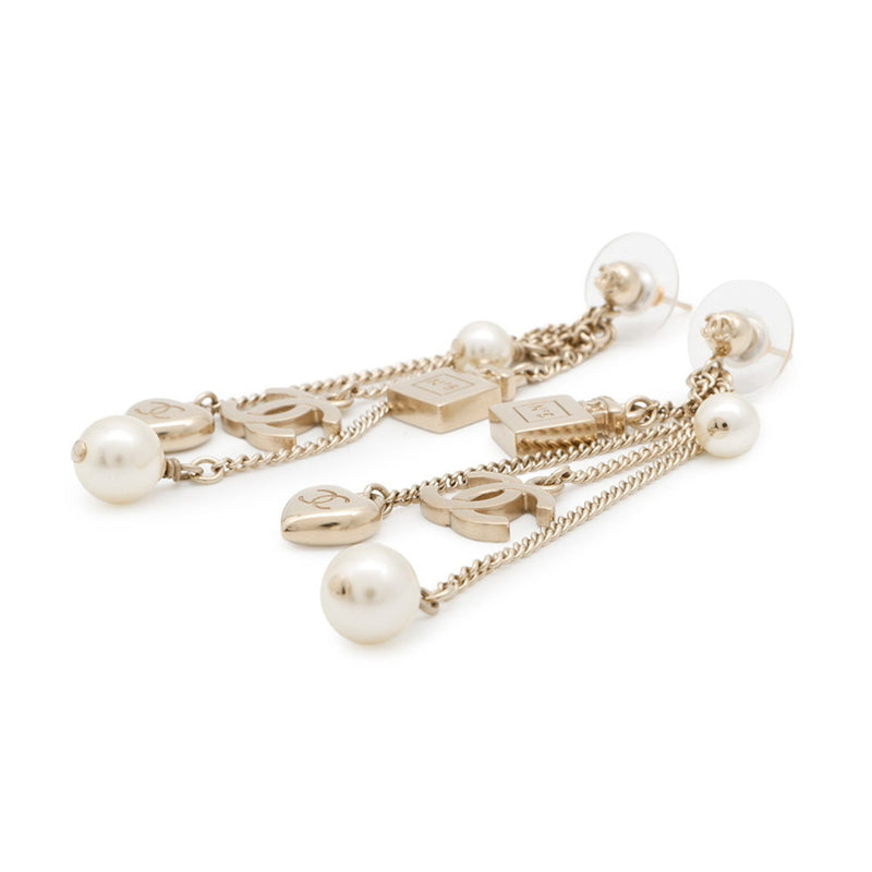 Cc Logo Heart Earrings Gold-Tone Metal