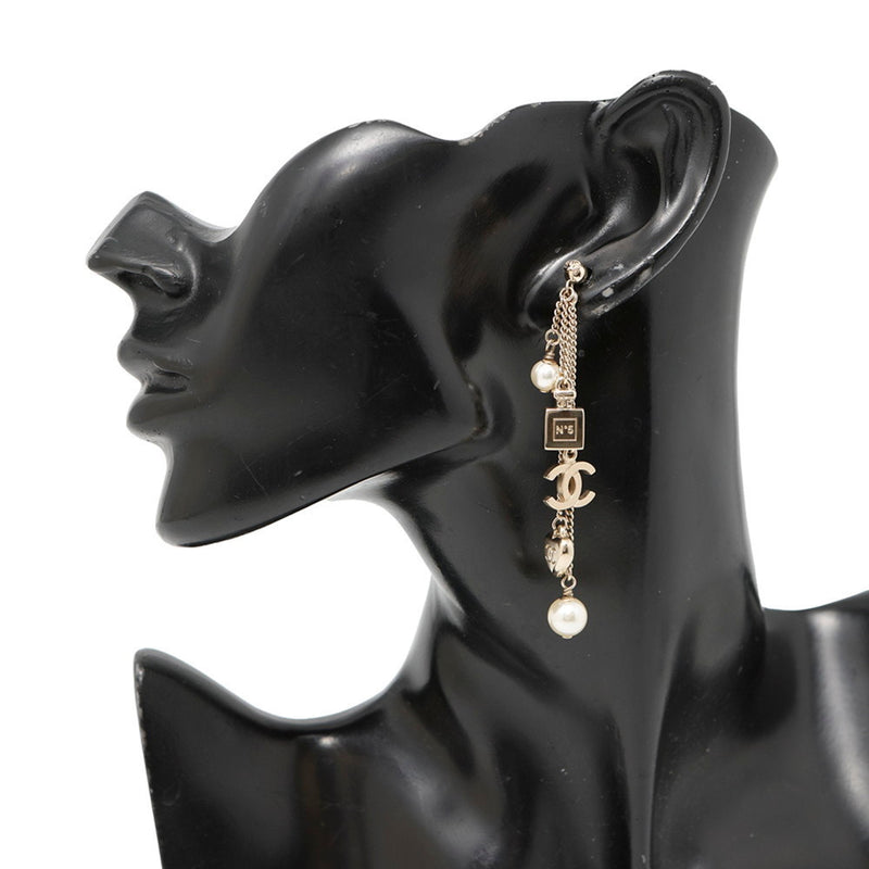 Cc Logo Heart Earrings Gold-Tone Metal