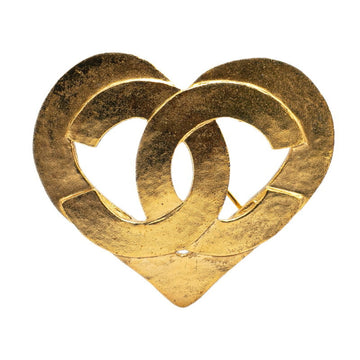 Cc Logo Heart Brooch 18K Yellow Gold