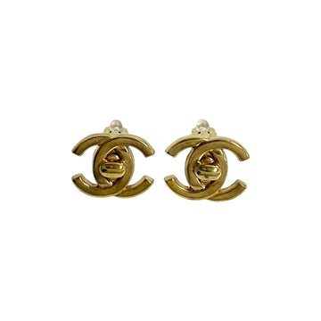Cc Logo Clip-On Earrings Metal Gold-Tone