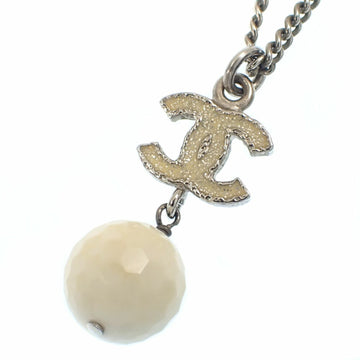 Cc Logo Pendant Necklace Silver-Tone