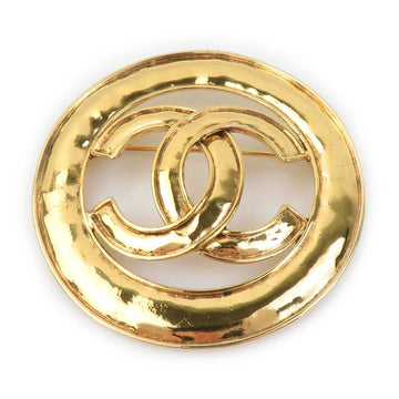 Chanel Cc Logo Brooch Gold-Tone Metal