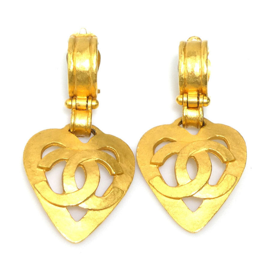 Chanel Cc Logo Heart Clip-On Earrings