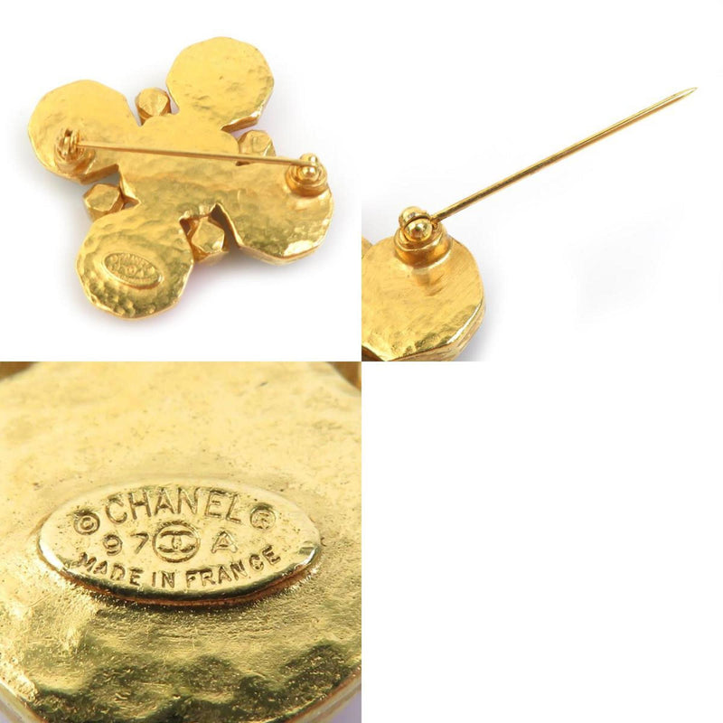 Cc Logo Brooch Gold-Tone Metal