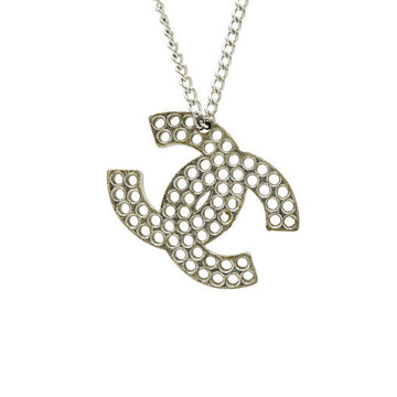 Cc Logo Pendant Necklace Silver-Tone