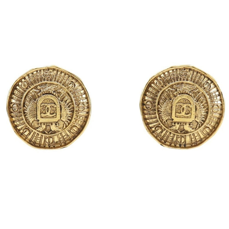 Cc Logo Clip-On Earrings Metal Gold-Tone