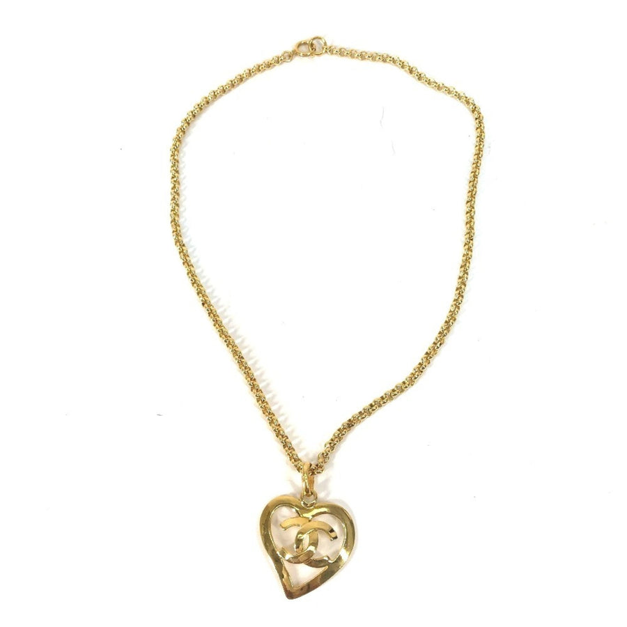 Chanel Cc Logo Chain Heart Pendant