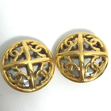 Cc Logo Round Clip-On Earrings Gold-Tone