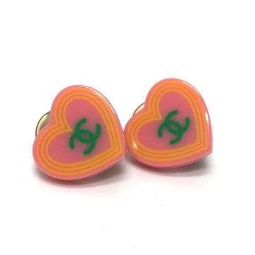 Cc Logo Heart Clip-On Earrings Metal