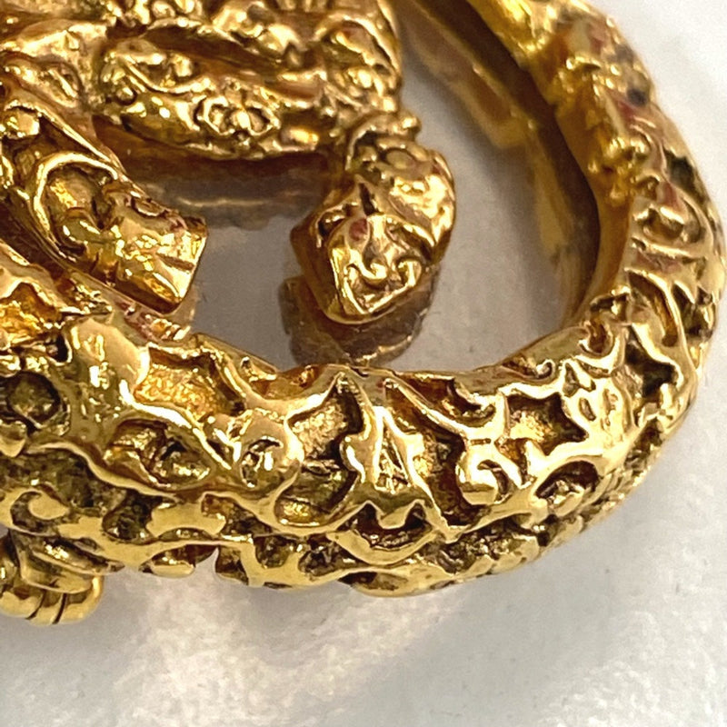 Cc Logo Circle Brooch Gold-Tone Metal