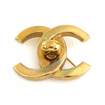 Chanel Cc Logo Brooch Gold-Tone Metal