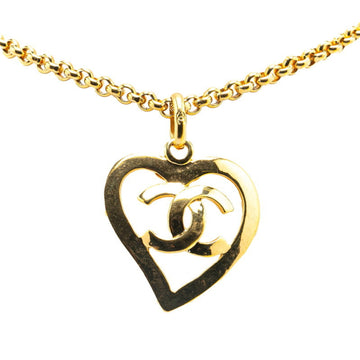 Cc Logo Heart Pendant Necklace Metal