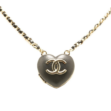 Cc Logo Heart Pendant Necklace Metal