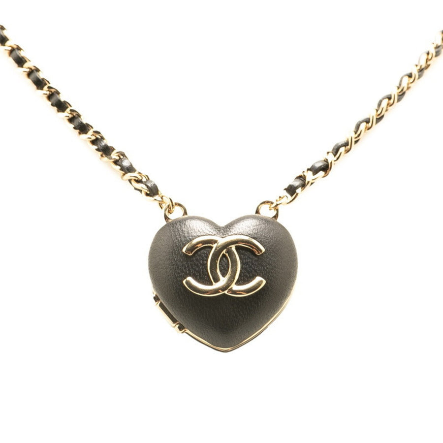 Chanel Cc Logo Heart Pendant Necklace