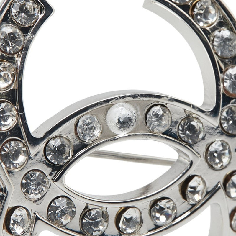 Cc Logo Brooch Silver-Tone Metal