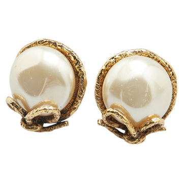 Earrings Pearl Gold-Tone Metal