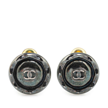 Cc Logo Round Clip-On Earrings Silver-