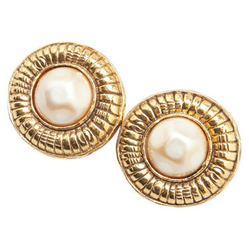 Earrings Pearl Gold-Tone Metal