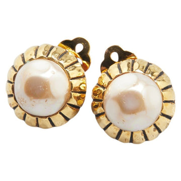 Clip-On Earrings Pearl Gold-Tone