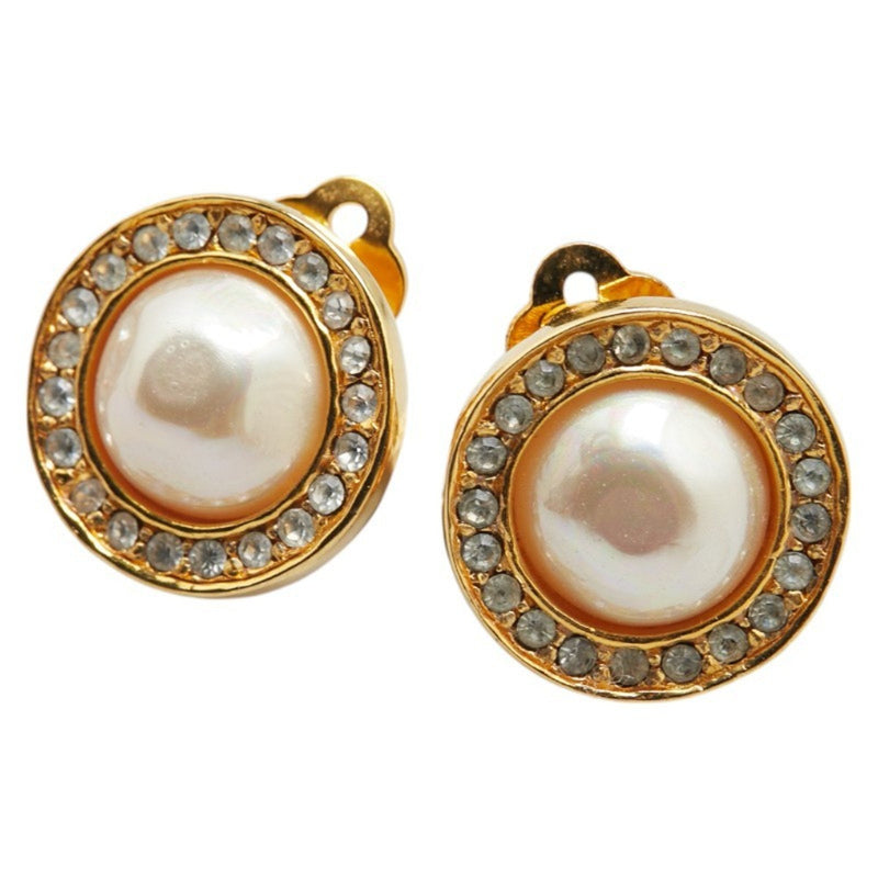 Clip-On Earrings Pearl Gold-Tone