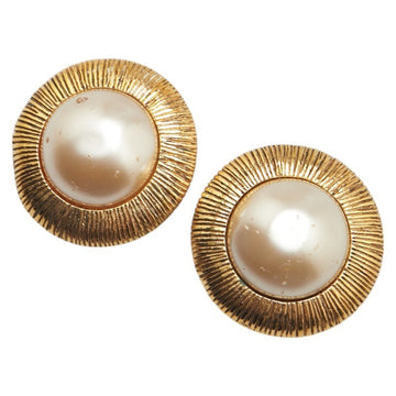 Earrings Pearl Gold-Tone Metal