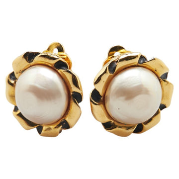 Earrings Pearl Gold-Tone Metal