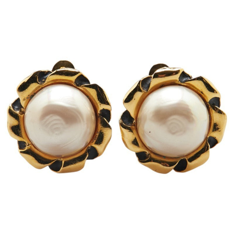 Earrings Pearl Gold-Tone Metal