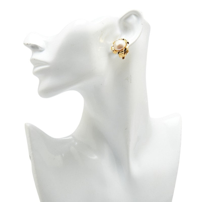 Earrings Pearl Gold-Tone Metal
