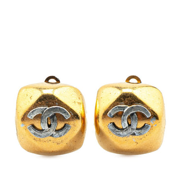 Cc Logo Clip-On Earrings Gold-Tone Metal