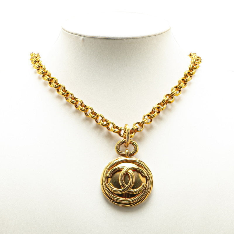 Cc Logo Chain Pendant Necklace Metal