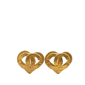 Cc Logo Heart Clip-On Earrings Metal