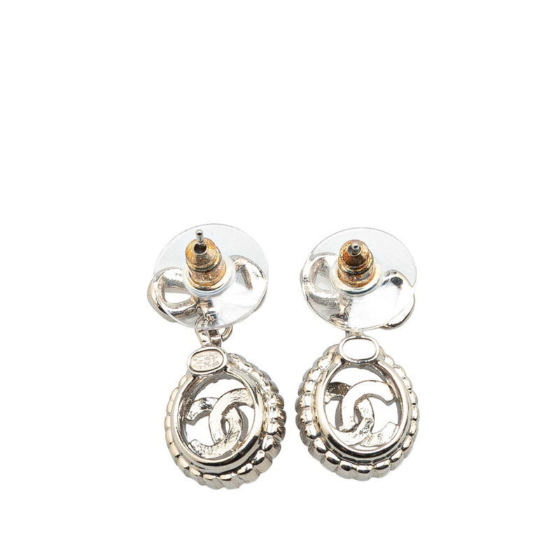 Cc Logo Stud Earrings Silver-Tone Metal