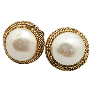 Chanel Earrings Pearl Gold-Tone Metal