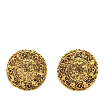 Chanel Cc Logo Round Clip-On Earrings
