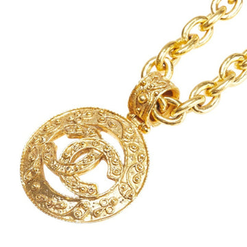 Cc Logo Round Circle Pendant Necklace