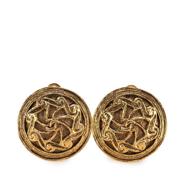 Cc Logo Round Clip-On Earrings Metal