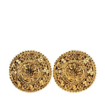 Cc Logo Round Clip-On Earrings Metal